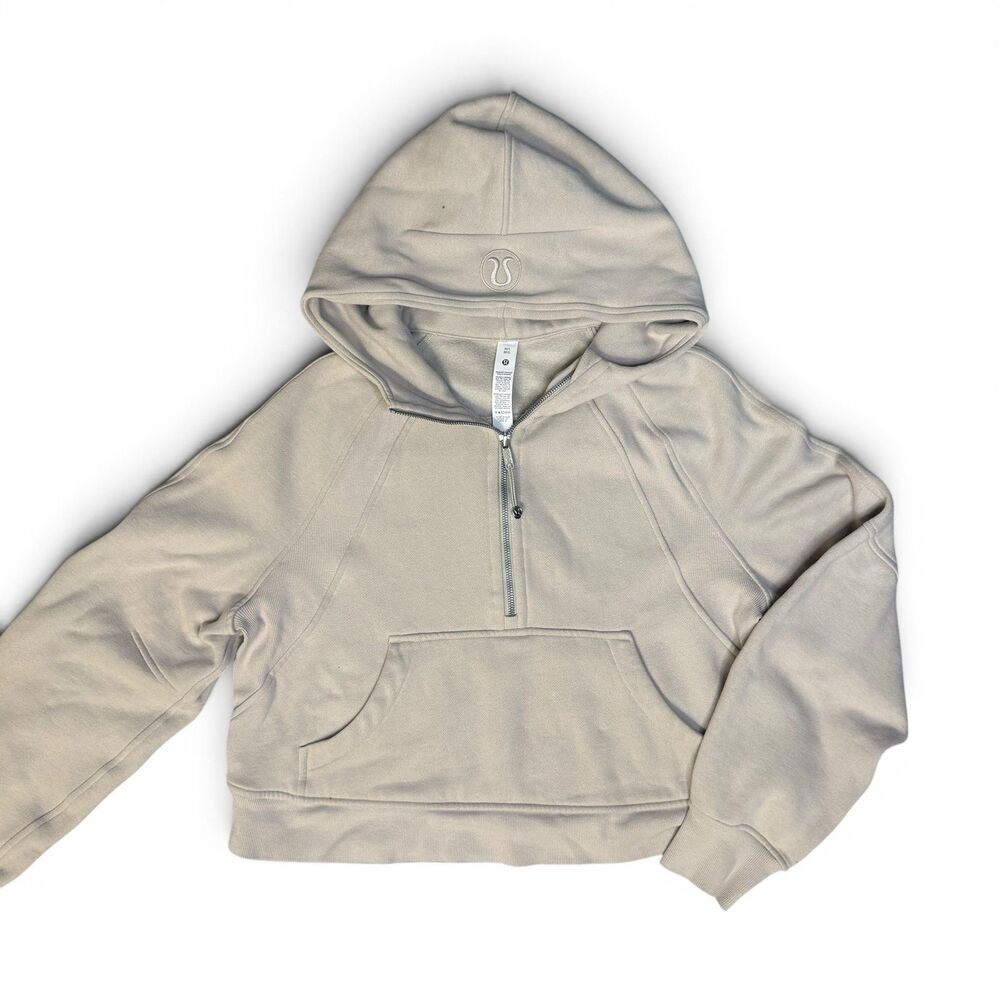 Lululemon Scuba Oversized 1/4 Zip Hoodie Beige Funnel Neck Med/Large Sweatshirt